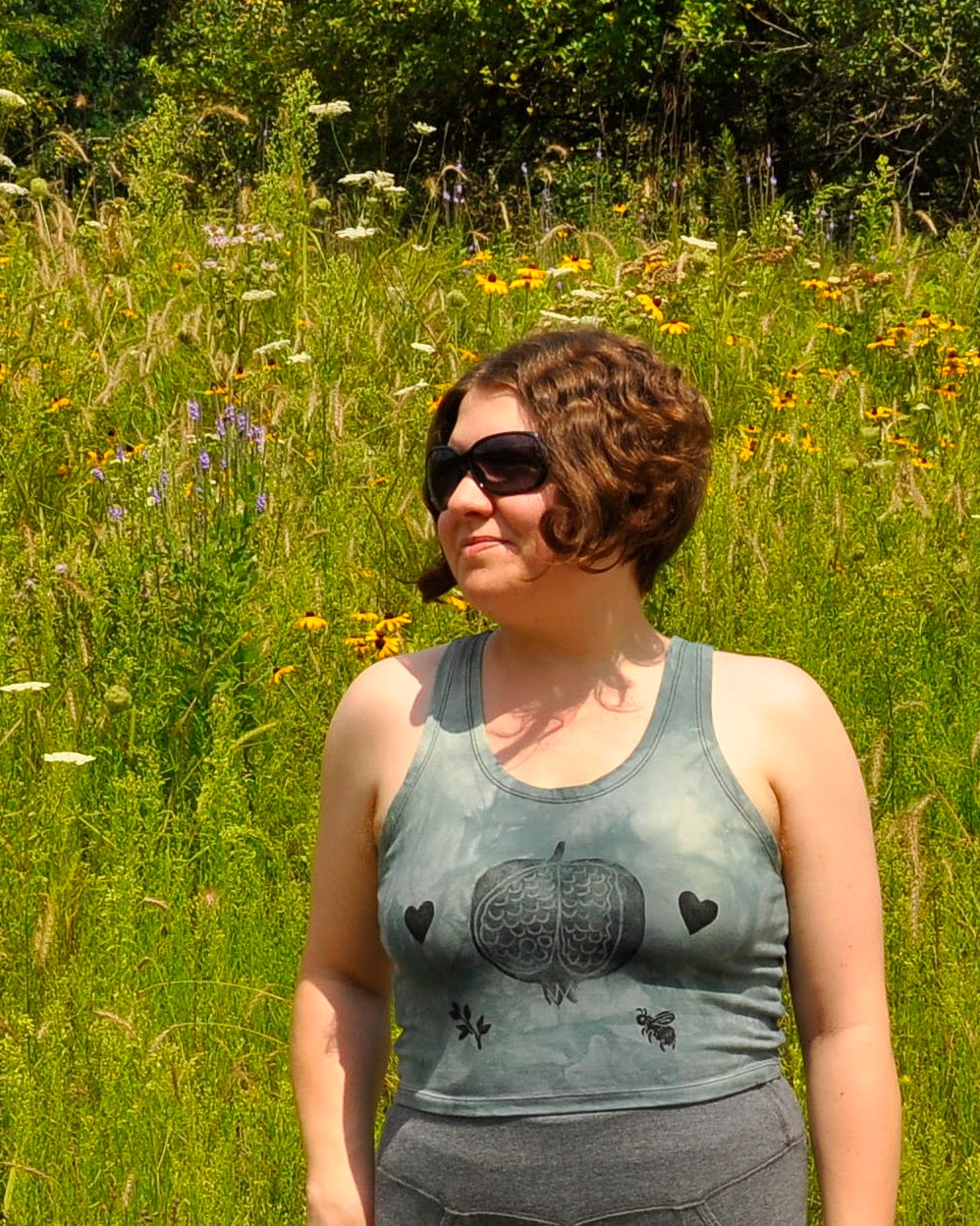 Pomegranate, Green Crop Tank Top