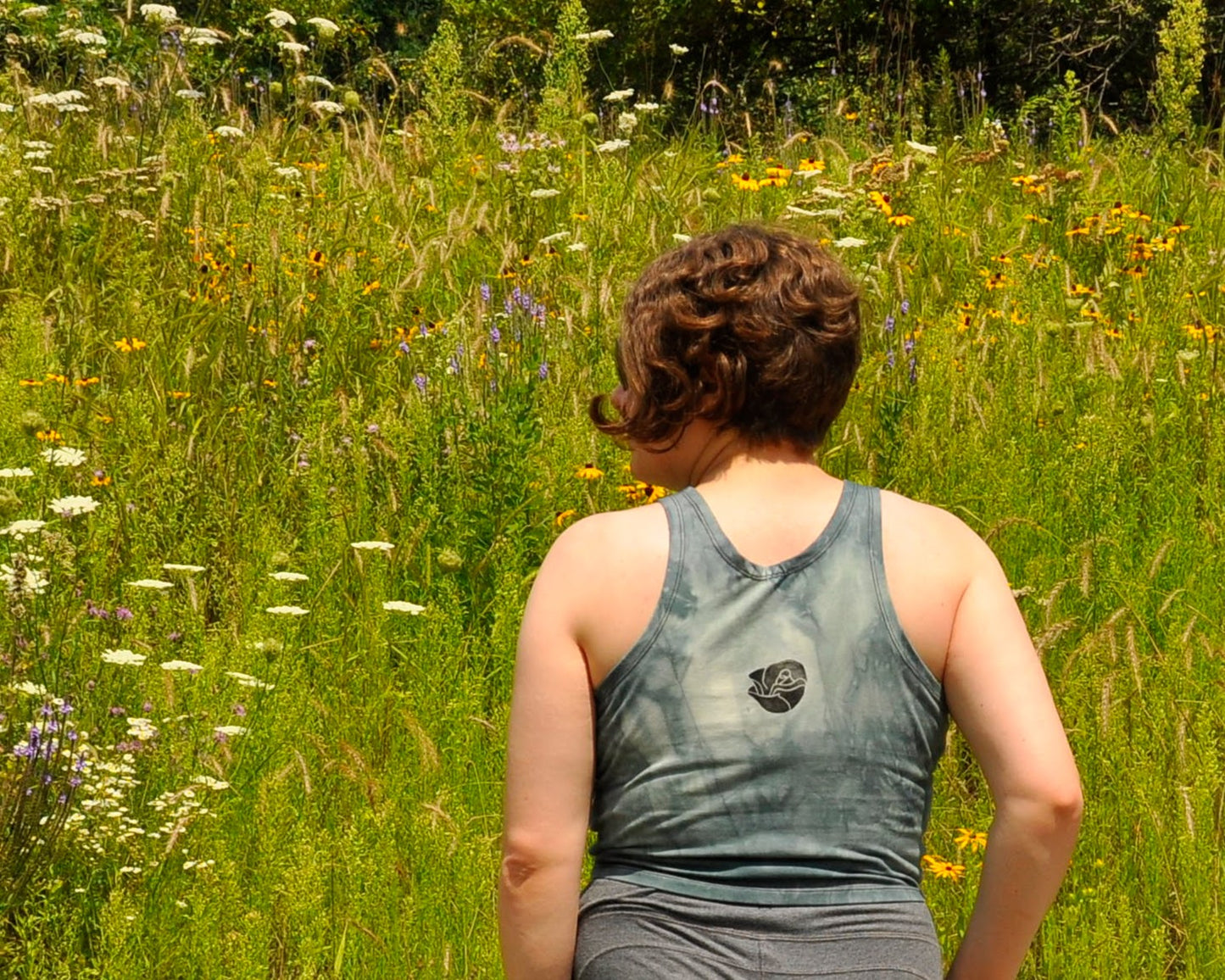 Pomegranate, Green Crop Tank Top